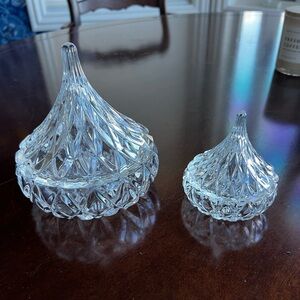 Set of 2 Godinger Crystal Hershey's Kiss Candy Jars